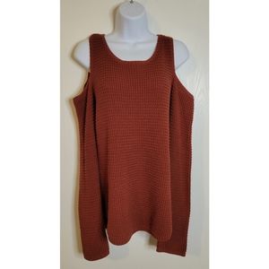 XS, rust color, cold shoulder sweater